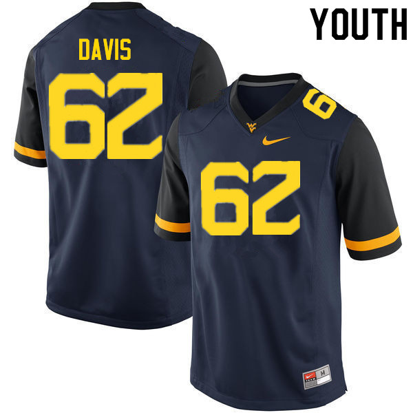 Youth #62 Zach Davis West Virginia Mountaineers College Football Jerseys Sale-Navy